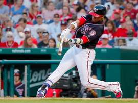 En la imagen, el jugador de los Nacionales de Washington Juan Soto. EFE/Erik S. Lesser/Archivo