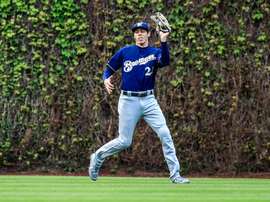 Christian Yelich, guardabosques de los Cerveceros de Milwaukee. EFE/TANNEN MAURY/ARCHIVO