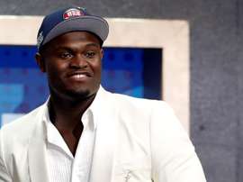 Imagen de archivo de la estrella del baloncesto americano, Zion Williamson. EFE/JASON SZENES/Archivo