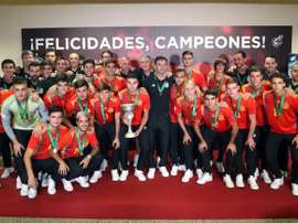 Rubiales recibe a España Sub 19. EFE