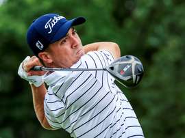 Justin Thomas of the USA hits his tee shot on the fifteenth hole during the third round of the BMW Championship at Medinah Country Club in Medinah, Illinois, USA, 17 August 2019. EFE/EPA/TANNEN MAURY