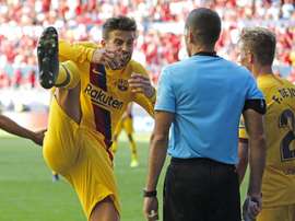 Pique kicked the dressing room door after his side's draw at Osasuna. EFE