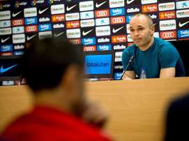 Andrés Iniesta durante una rueda de prensa. EFE/Enric Fontcuberta/Archivo