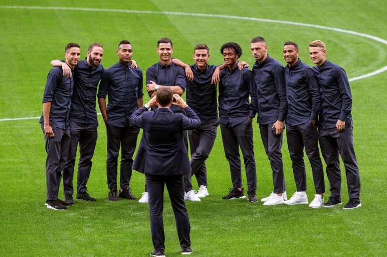 Los jugadores del Juventus, durante la visita al estadio Wanda Metropolitano, en Madrid, donde este miércoles jugará el partido de la primera jornada del grupo D de la Liga de Campeones contra el Atlético de Madrid. EFE/ Rodrigo Jiménez