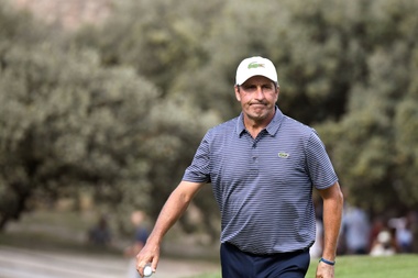 José María Olazábal, este viernes, durante su participación en el Abierto de España de Golf, que se disputa en el Club de Campo Villa de Madrid. EFE/ Víctor Lerena