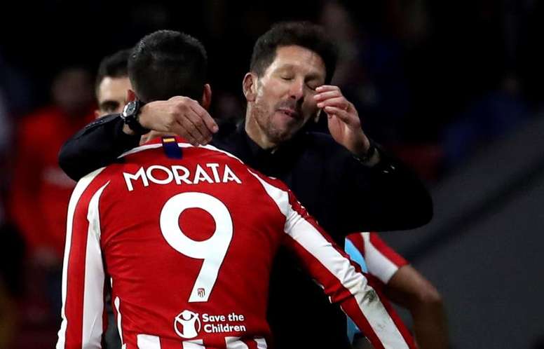 Simeone incluiu Morata na lista para enfrentar o Liverpool pela Champions. EFE/ Kiko Huesca/Arquivo