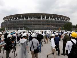 Obras del nuevo Estadio Nacional, utilizado como el Estadio Olímpico de Tokio 2020. EFE/ Kimimasa Mayama/Archivo