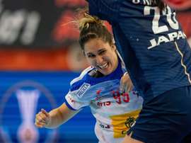 Mireya González durante el partido contra Japón del campeonato del mundo de balonmano, que España ganó 33-31. (Balonmano, Japón, España) EFE/EPA/HIROSHI YAMAMURA