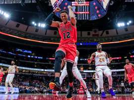 Chicago Bulls forward Daniel Gafford (C) reacts during the NBA game between the Atlanta Hawks and the Chicago Bulls at the United Center in Chicago, Illinois, USA, 11 December 2019. EFE/EPA/TANNEN MAURY SHUTTERSTOCK OUT