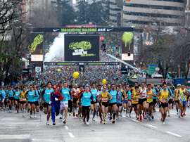 Gran número de personas en la salida de la carrera San Silvestre Vallecana. EFE/Alberto Martin/Archivo
