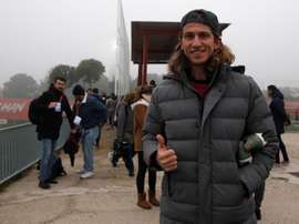 Filipe Luis quiso visitar a sus ex compañeros. EFE
