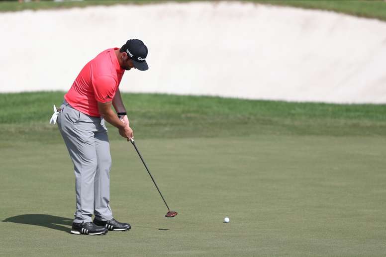 Jon Rahm of Spain plays putt shot during the final round of DP World Tour Championship European Tour Golf tournament 2019, at the Jumeirah Golf Estates in Dubai, United Arab Emirates. EFE/EPA/Ali Haider/File