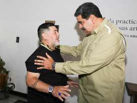 Maradona viajó a Venezuela para dar apoyo a Maduro. EFE
