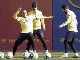 Luis Suarez and Braithwaite tune up for Mallorca. EFE