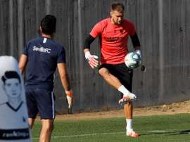 Les joueurs de Séville travaillent pour le derby face au Betis. EFE