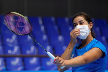 La española Carolina Marín, vigente campeona olímpica de bádminton y campeona del mundo en tres ocasiones, en un entrenameinto en Madrid, la semana pasada.. EFE/ Mariscal/Archivo
