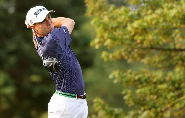 Justin Thomas de EE.UU. en acción durante la primera jornada del Abierto de Golf de Estados Unidos en Winged Foot en Mamaroneck, Nueva York (EE.UU.), hoy 17 de septiembre de 2020. EFE/EPA/JUSTIN LANE