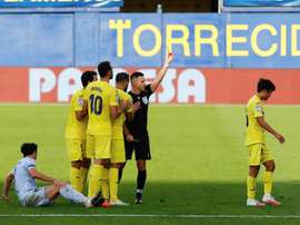 Kubo fue expulsado con doble amarilla ante el Valencia. EFE