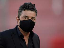 Rafael Santos Borré elogiou o papel de Marcelo Gallardo no River Plate. EFE/Juan Mabromata