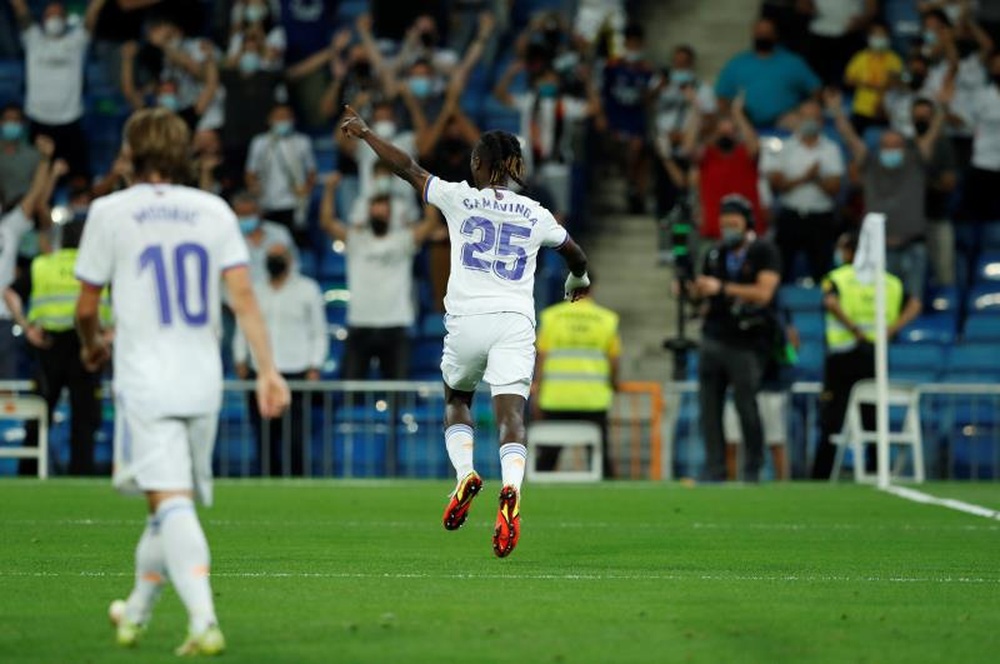 Camavinga podría estrenarse este miércoles en Champions con el Madrid. EFE/Archivo
