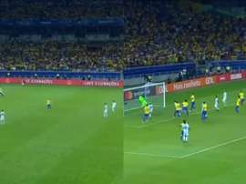 Agüero tuvo el empate tras un centro de Messi. Twitter/DAZN_ES