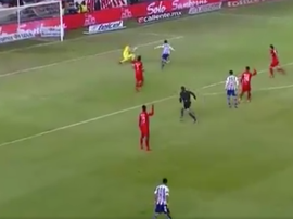 Aguirre marcó el 3-0 en el minuto 39. Captura/FoxSports
