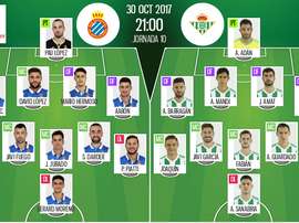 Les compos officielles du match de Liga entre l'Espanyol et le Betis Séville. BeSoccer