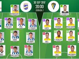 Alineaciones confirmadas del Lorca-Cádiz de la séptima jornada de Segunda División. BeSoccer