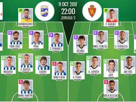 Alineaciones del encuentro entre el Lorca y el Zaragoza. BeSoccer