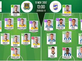 Alineaciones confirmadas para el Alcorcón-Lorca de la jornada 14 de Segunda División 17-18. BeSoccer