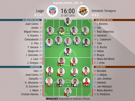Alineaciones confirmadas para el Lugo-Gimnàstic de Tarragona. BeSoccer