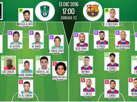 Les compos officielles du match entre Al-Ahli et Barcelone. BeSoccer
