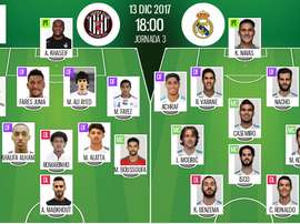 Les compos officielles du match. BeSoccer