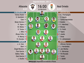 Onces oficiales de Albacete y Oviedo. BeSoccer
