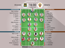 Onces oficiales de Alcorcón y Almería. BeSoccer