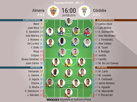 Onces oficiales de Almería y Córdoba. BeSoccer