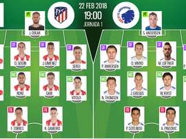 As escalações de Atl. Madrid e Copenhaga. BeSoccer