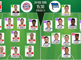 Les compos officielles du match de Bundesliga entre le Bayern Munich et l'Hertha Berlin. BeSoccer