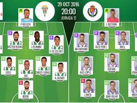 Alineaciones de Córdoba y Valladolid en Jornada 12 de Segunda División 16-17. BeSoccer