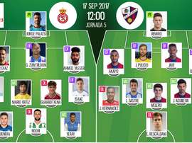 Alineaciones de la Cultural Leonesa y el Huesca en Jornada 5 de Segunda División 17-18. BeSoccer