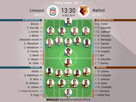 Onces del Liverpool-Watford de la jornada 17 de la Premier. BeSoccer