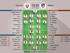 Onces oficiales de Osasuna y Atlético de Madrid. BeSoccer