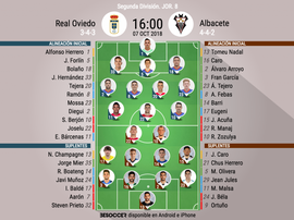 Alineaciones del Oviedo-Albacete. BeSoccer