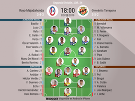 Alineaciones de Rayo y Nàstic. BeSoccer