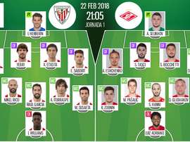 As escalações de Athletic e Spartak para este jogo. BeSoccer