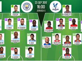 Onzes iniciais de Man. City e Crystal Palace. BeSoccer
