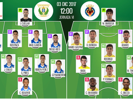 Alineaciones del encuentro de Primera División Leganés-Villarreal. BeSoccer