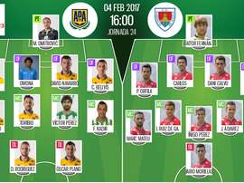 Alineaciones del encuentro de Segunda División Alcorcón-Numancia, febrero de 2017. BeSoccer