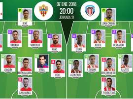 Alineaciones del encuentro de Segunda División Almería-Lugo de la jornada 21 de la temporada 2017-18