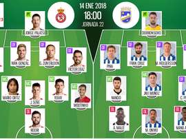 Alineaciones del encuentro de Segunda División Cultural-Lorca, enero de 2018. BeSoccer